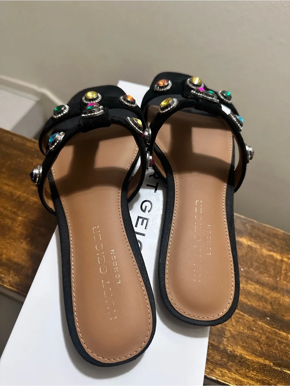Kurt GeigerOctavia Suede Jeweled Slide Sandals